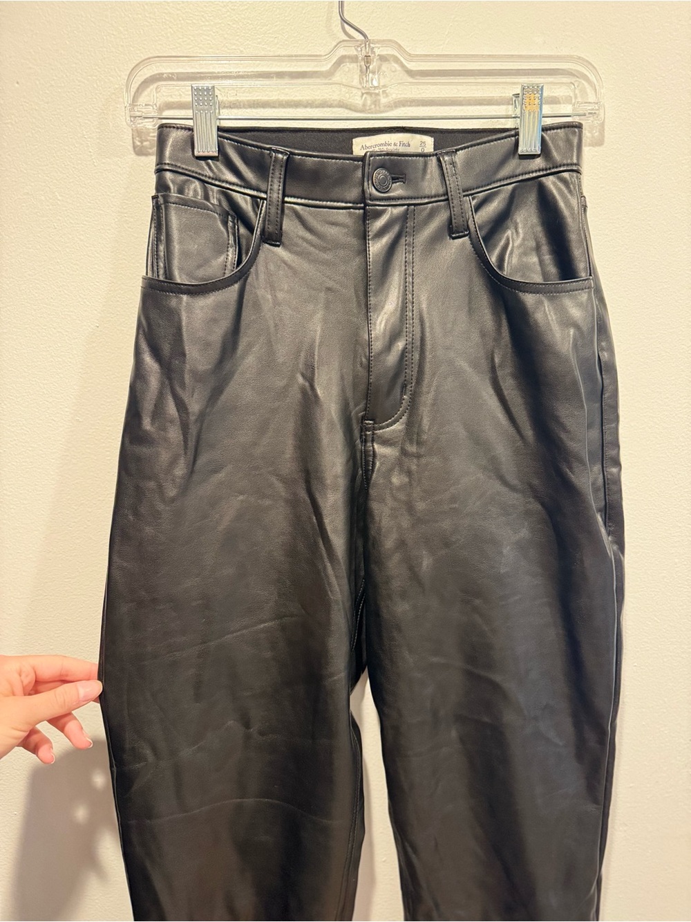 Abercrombie & Fitch Curve Love High Rise Vegan Leather Pants - Picture 2 of 5